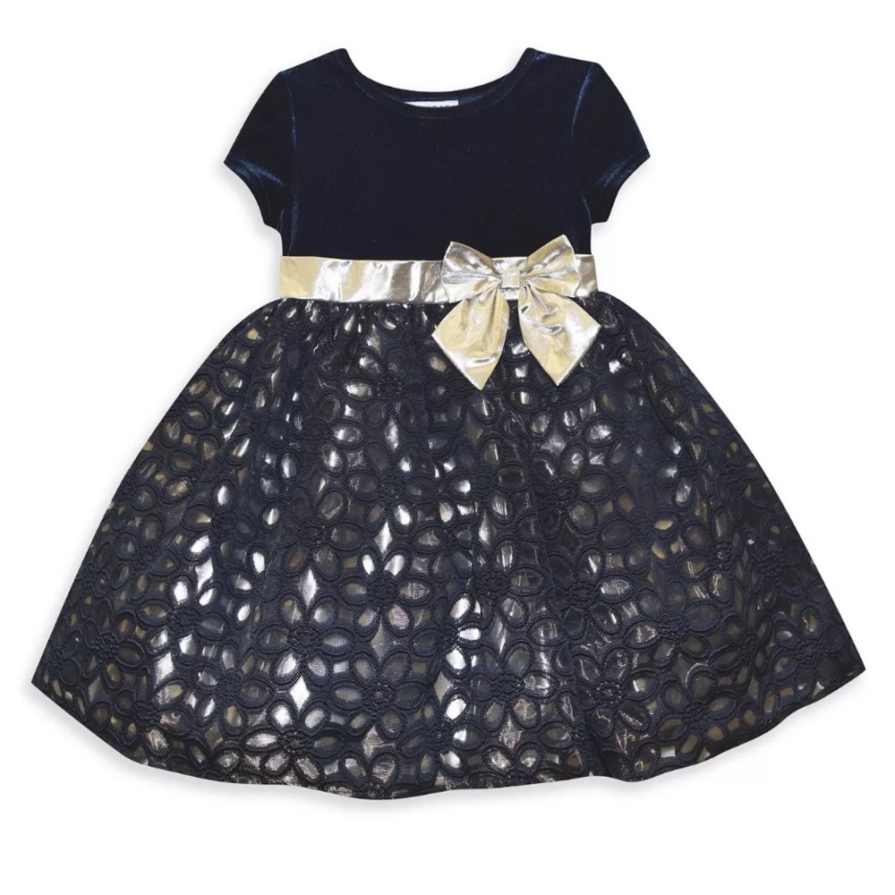 BLUEBERI BOULEVARD
Baby Girls Burnout Bow Detailed Fit and Flare Holiday Dress